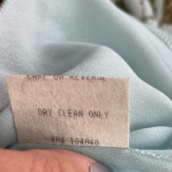 Vintage Danielle Dahan Ruffle Front Midi Dress Blue Brown 90s Women’s Size S - Picture 9 of 9